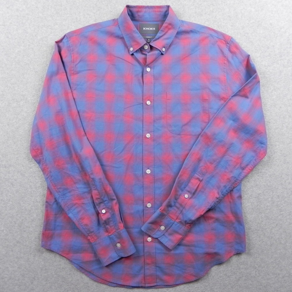 Bonobos Shirt Mens Medium Standard Fit Casual Pocket Button Up Plaid Long Sleeve